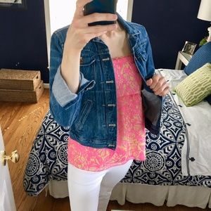 Lilly Pulitzer Silk Scalloped Strapless Top